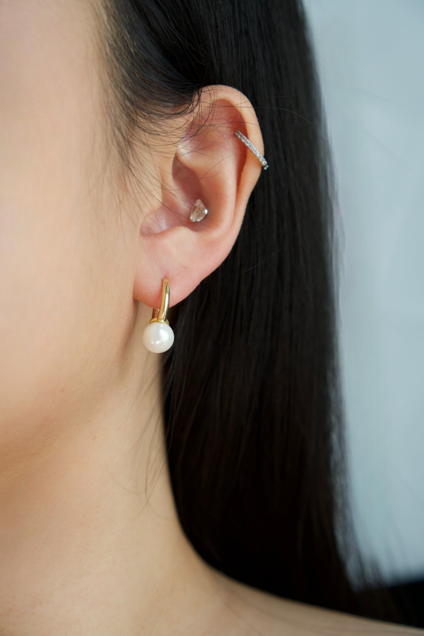 Sweet Pearl Huggies Earrings