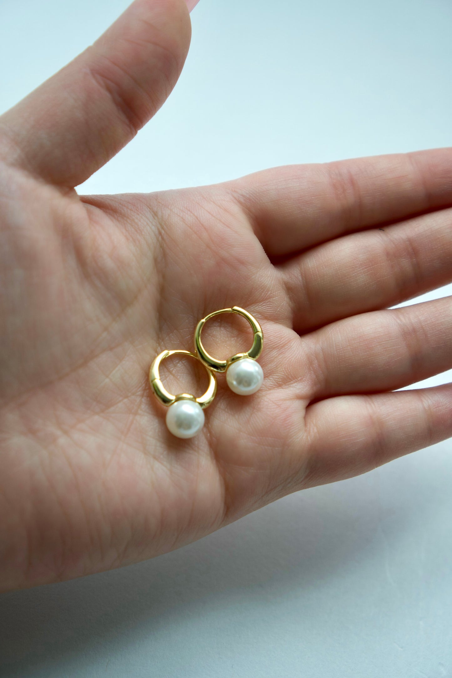 Sweet Pearl Huggies Earrings
